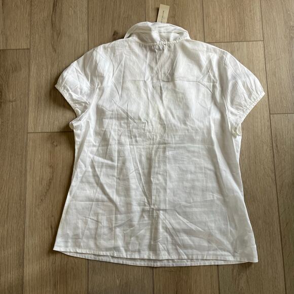 Ann Taylor Women’s White Ruffle Neck Blouse Size 14 - Picture 2 of 6